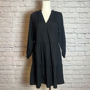 The Drop Black Tiered Midi Dress 100% Viscose Chiccore Classscore